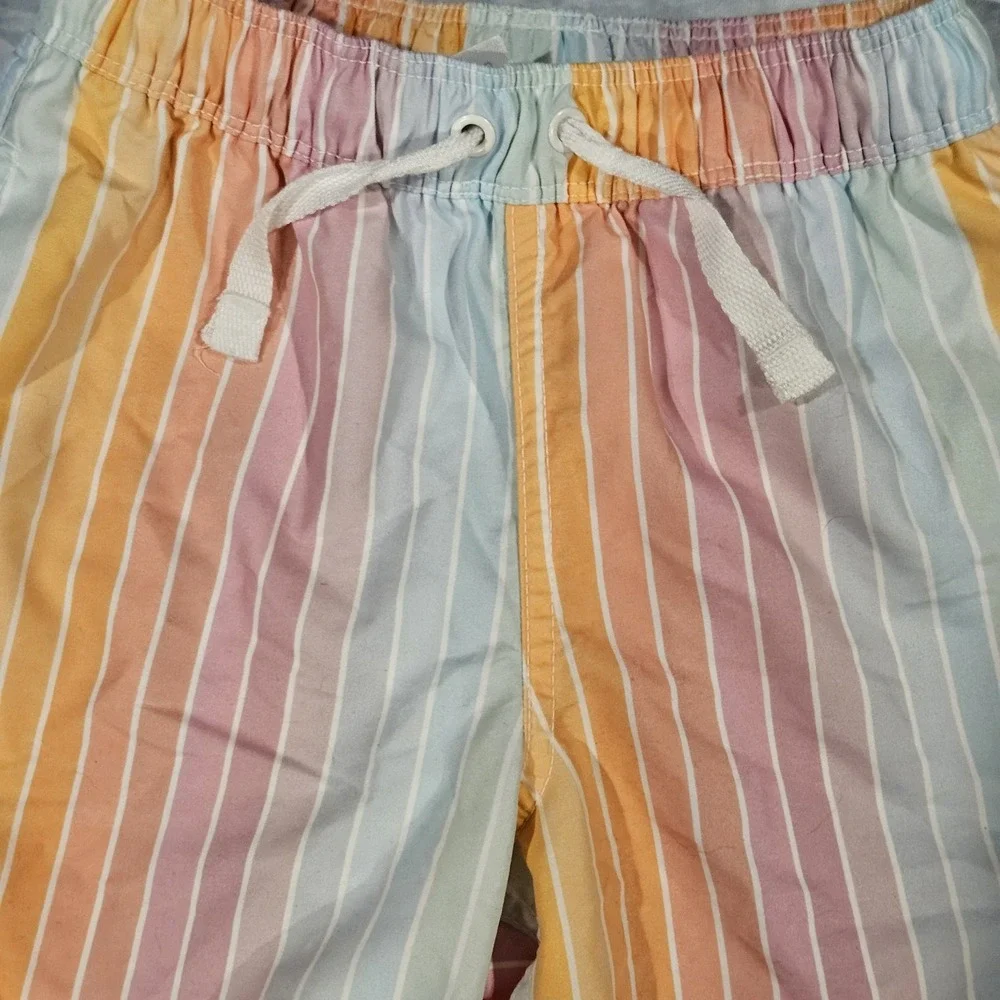 Hanna Anderson Boys Swim‎ Trunks Size 5 Striped Multicolor With Pockets